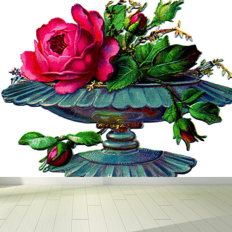 Floral Printed and Plate Mural Wallpaper Pastel Color Modern Wall Covering for Bedroom