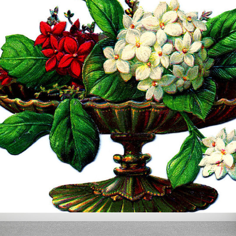 Floral Printed and Plate Mural Wallpaper Pastel Color Modern Wall Covering for Bedroom