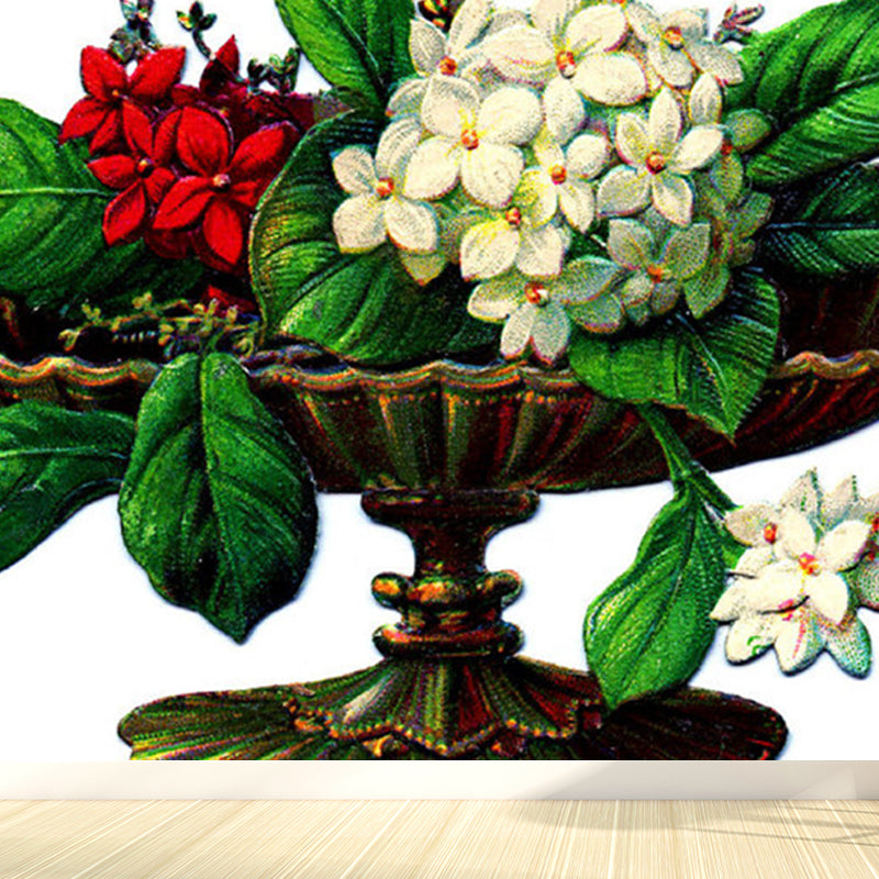 Floral Printed and Plate Mural Wallpaper Pastel Color Modern Wall Covering for Bedroom