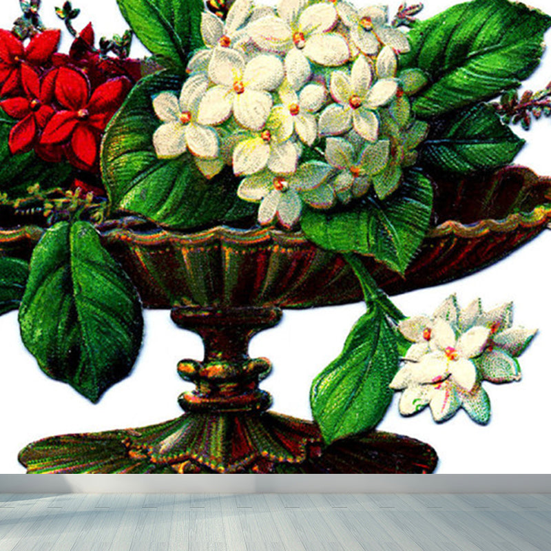 Floral Printed and Plate Mural Wallpaper Pastel Color Modern Wall Covering for Bedroom