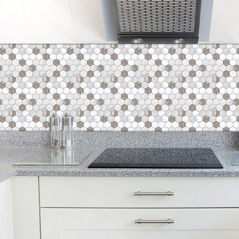 Grey Honeycomb Peel Wallpaper Panels Temporary Modern Style Kitchen Wall Decor, 50 Pcs