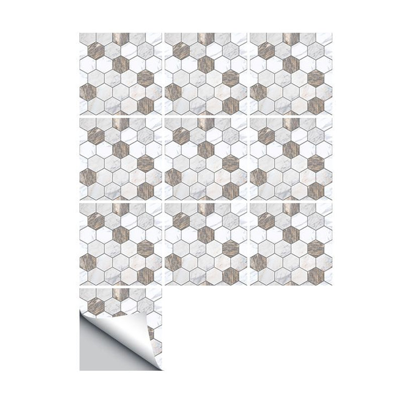 Grey Honeycomb Peel Wallpaper Panels Temporary Modern Style Kitchen Wall Decor, 50 Pcs
