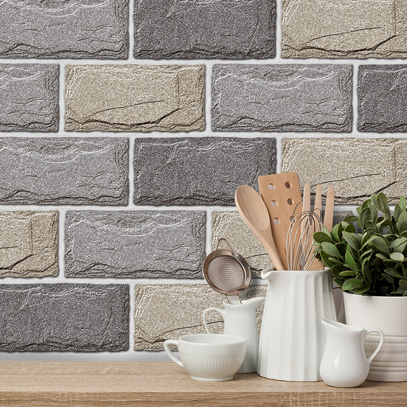 Rust Brick Look Wallpaper Panel Grey Peel and Paste Wall Decoration for Living Room