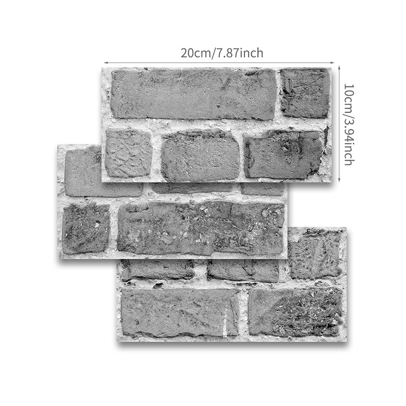 Country Brick-and-Mortar Wallpaper Panels Grey Balcony Adhesive Wall Art, 11.6-sq ft (54 Pcs)