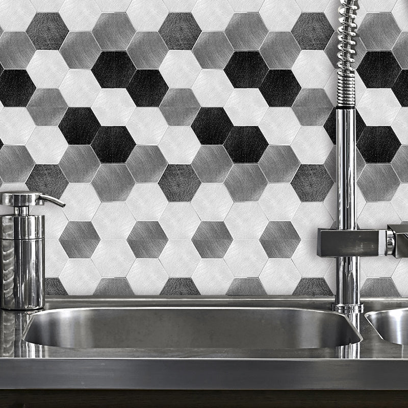 Geometry Hexagon Pattern Wallpapers 50 Pcs Modern Smooth Wall Decor for Home, Stick On