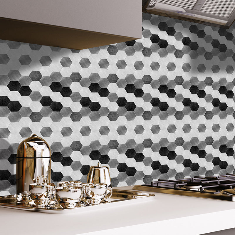 Geometry Hexagon Pattern Wallpapers 50 Pcs Modern Smooth Wall Decor for Home, Stick On