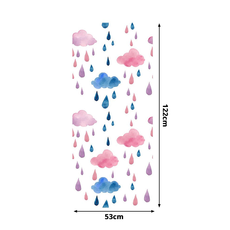 Cloud and Raindrop Peel Wallpaper Panels Childrens Art Nursery Wall Decor, 4' L x 20.5" W