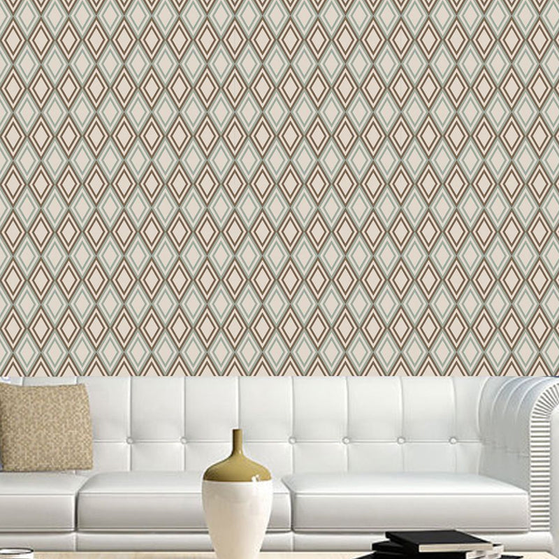 Green Trellis Pattern Wallpaper Panels Geometric Modernist Self-Sticking Wall Art