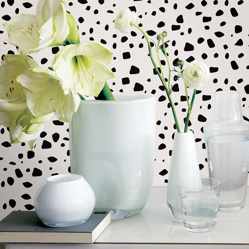 Leopard Print Wallpaper Panel Set Modern PVC Wall Decor in Grey on White, Self Adhesive