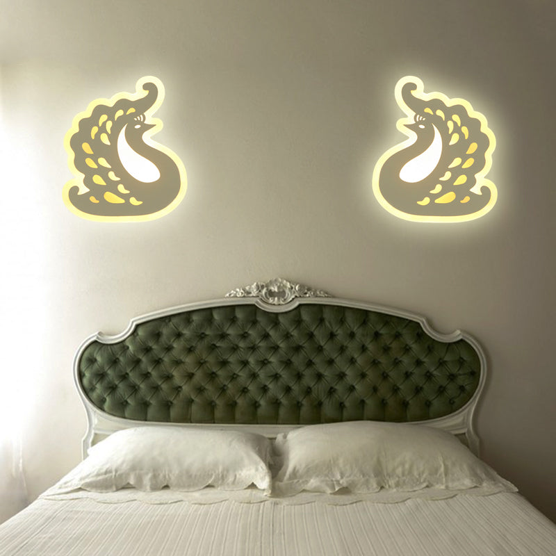 Acrylic Animal Sconce Light Modern Style LED Wall Lamp in White Finish for Hallway