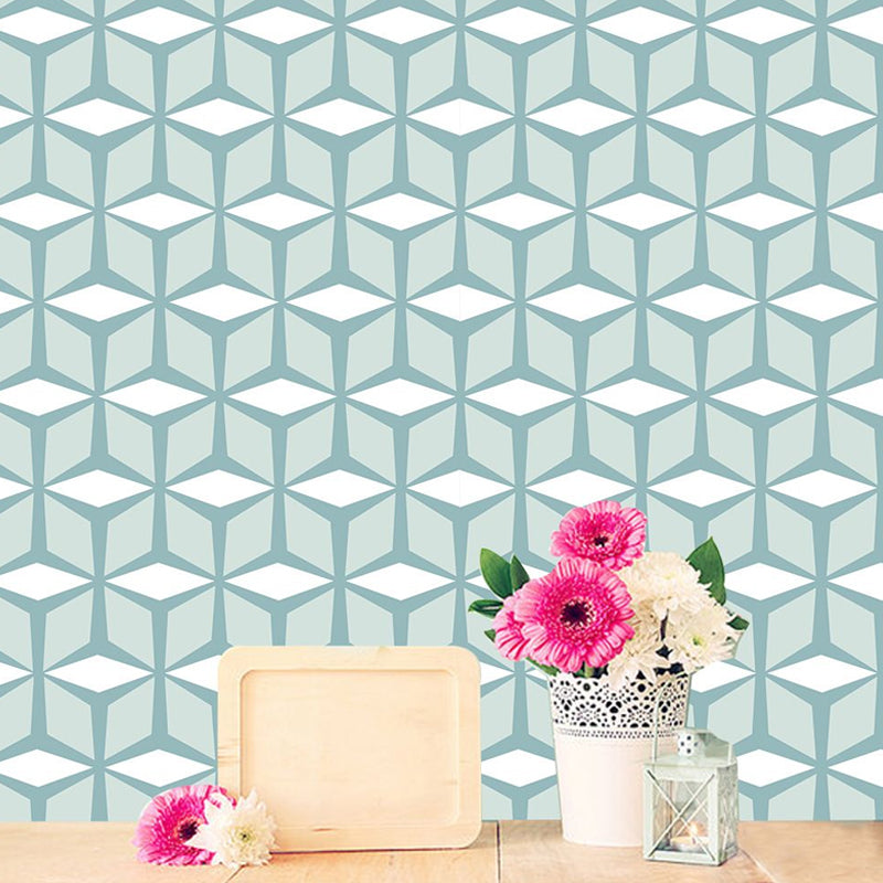 3D Effect Cube Wallpapers Modernism PVC Self Sticking Wall Covering for Dining Room