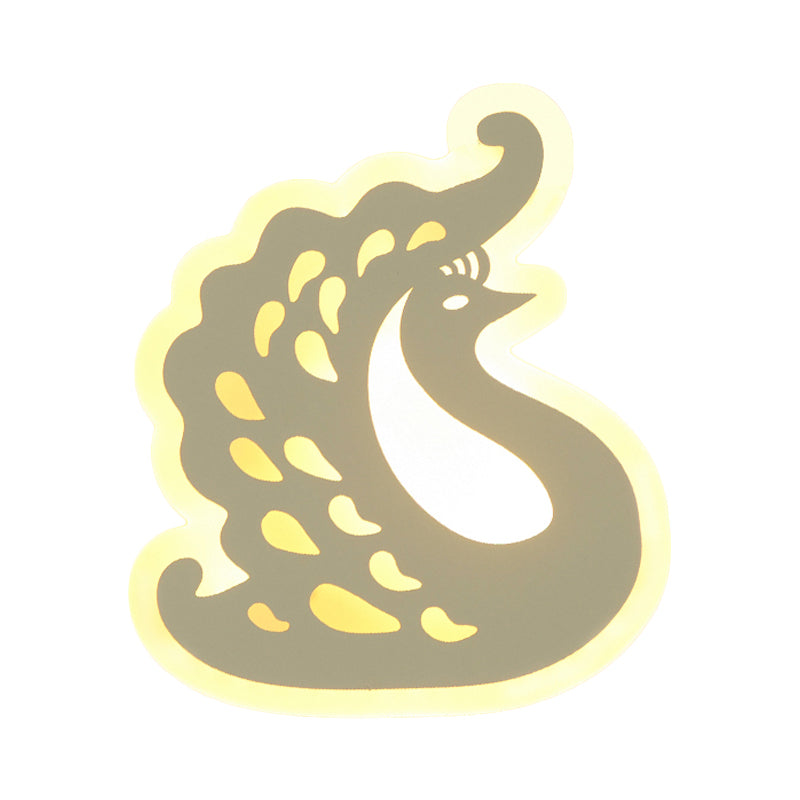 Acrylic Animal Sconce Light Modern Style LED Wall Lamp in White Finish for Hallway