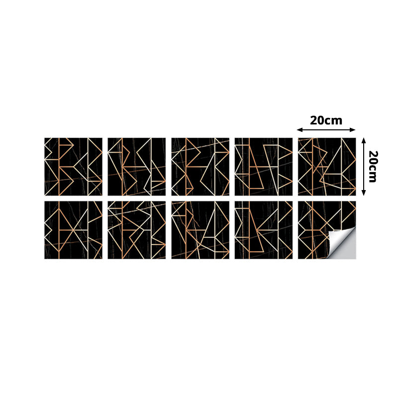 Black Marble Wallpaper Panels Geometric Line Pattern Modern Stick On Wall Art for Home