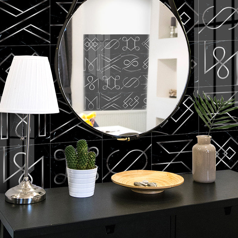 Black Modern Stick Wallpaper Panels 8' x 8" Geometric Pattern Wall Art for Bedroom