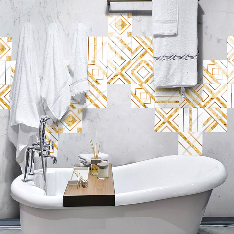 Gold Geometric Wallpaper Panels Self-Stick Modern Style Bathroom Wall Art, 8' x 8"