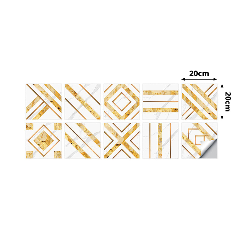 Gold Geometric Wallpaper Panels Self-Stick Modern Style Bathroom Wall Art, 8' x 8"