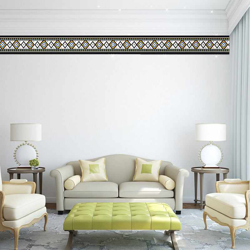 Modern Diamond Pattern Wallpaper Border for Kitchen Backsplash 6.5' L x 4" W Adhesive Wall Decor in Black