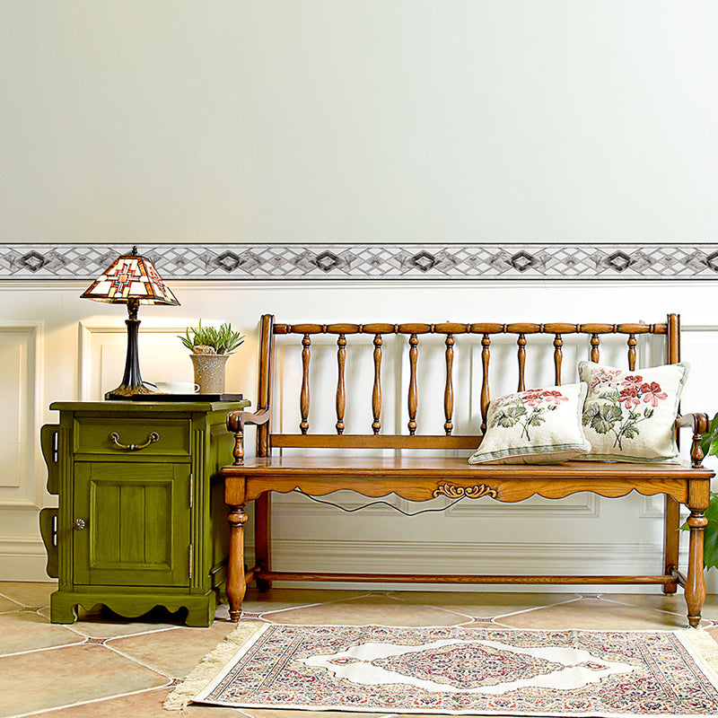 Self-Adhesive Grey Marble Wallpaper Border Diamond Pattern Modern Temporary Wall Decor