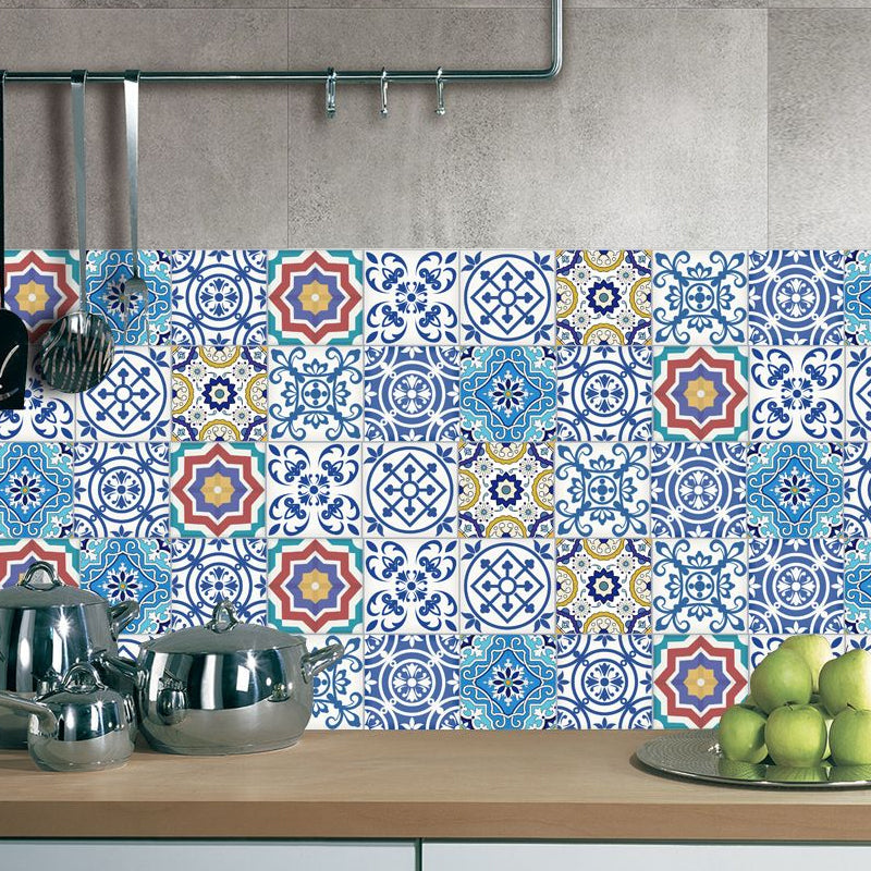 Removable Scroll Flower Wallpaper Border PVC Bohemia Wall Covering for Kitchen Backsplash