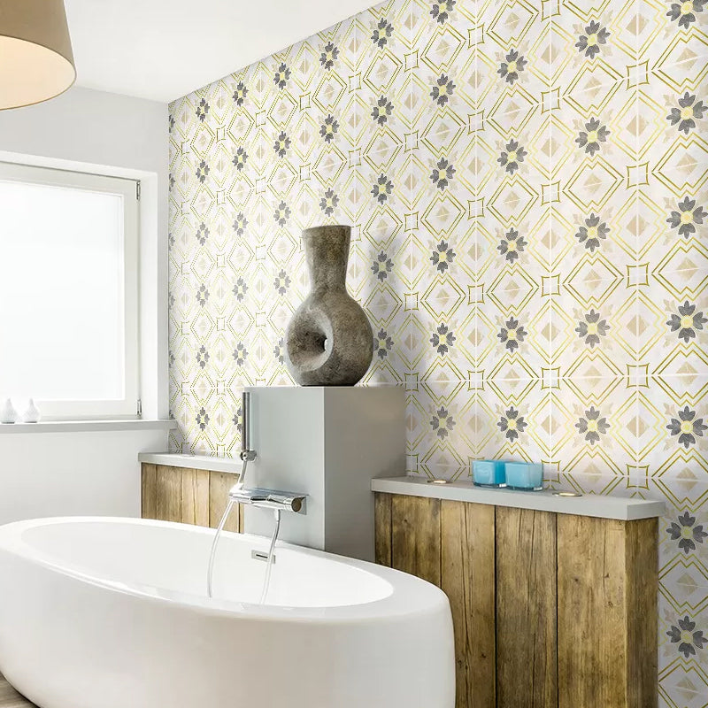 Modern Geometric Peel Wallpaper Panels Brown Seamless Pattern Wall Art for Dining Room