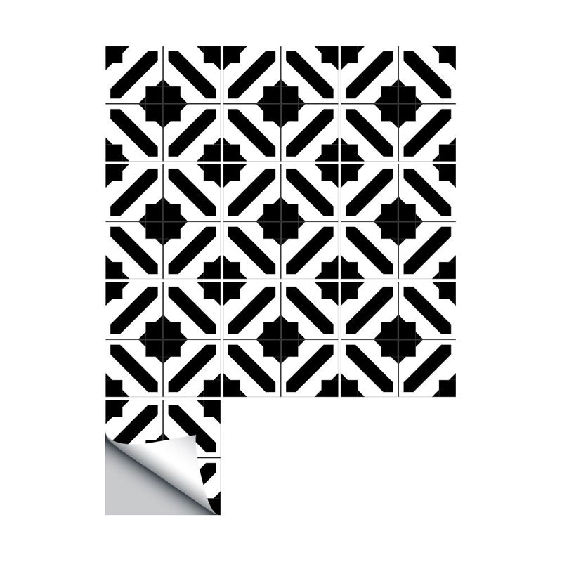Black Checkered Wallpaper Panel Set Self-Adhesive Contemporary Washroom Wall Decor