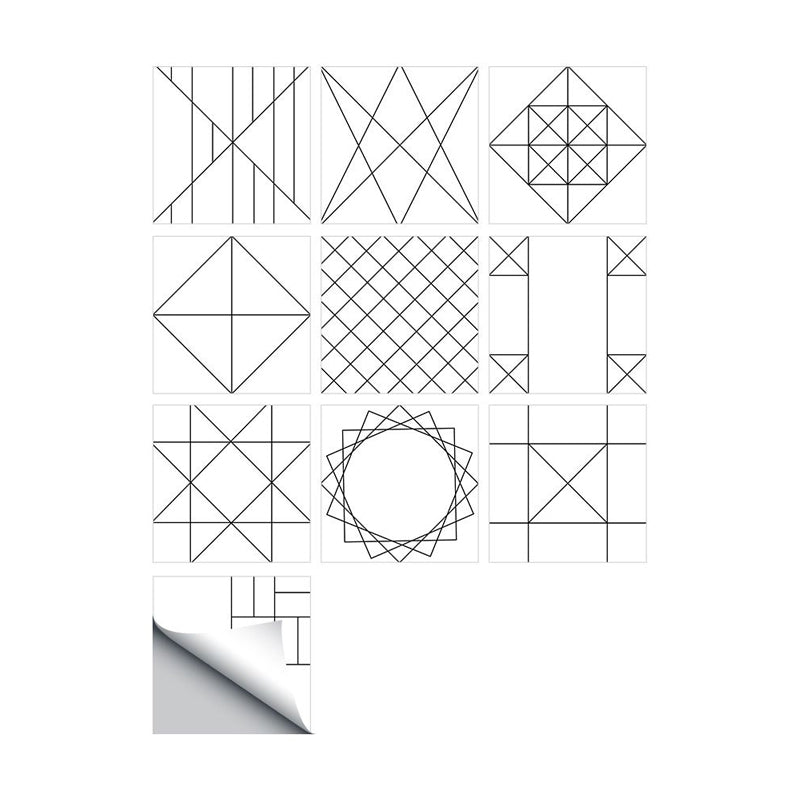 Grey Geometric Sketch Wallpapers Peel and Paste Wall Art for Washroom, 8' L x 8" W