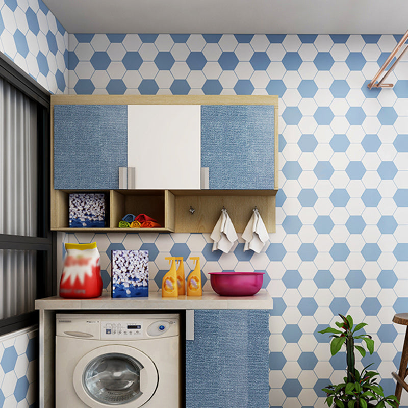 Football Print Stick Wallpapers Contemporary Smooth Wall Covering in Blue for Boys Room