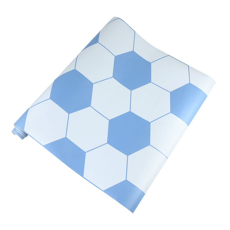 Football Print Stick Wallpapers Contemporary Smooth Wall Covering in Blue for Boys Room