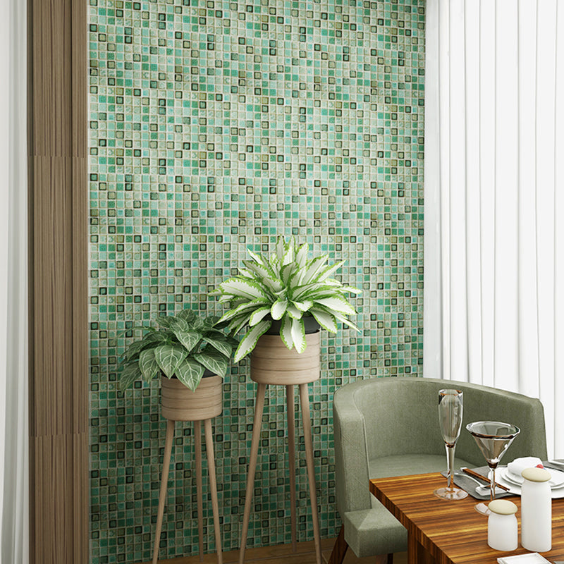 Green Mosaic Tile Wallpaper Panels Stick On Bohemian Kitchen Backsplash Wall Art