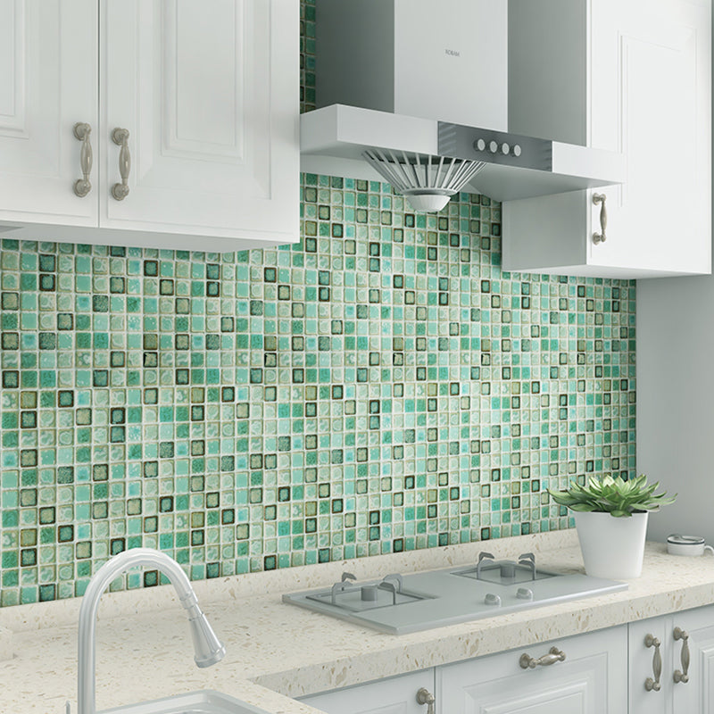 Green Mosaic Tile Wallpaper Panels Stick On Bohemian Kitchen Backsplash Wall Art