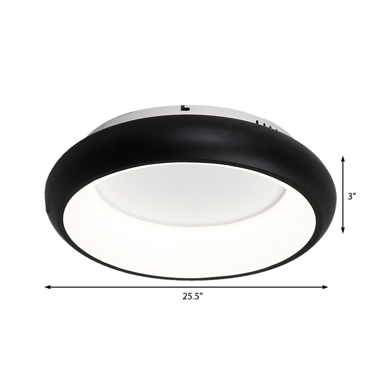 19.5"/25.5" W Donut Flush Mount Lighting Macaron Metal and Acrylic Integrated Led Flush Lamp in Black/Green/Gold/White