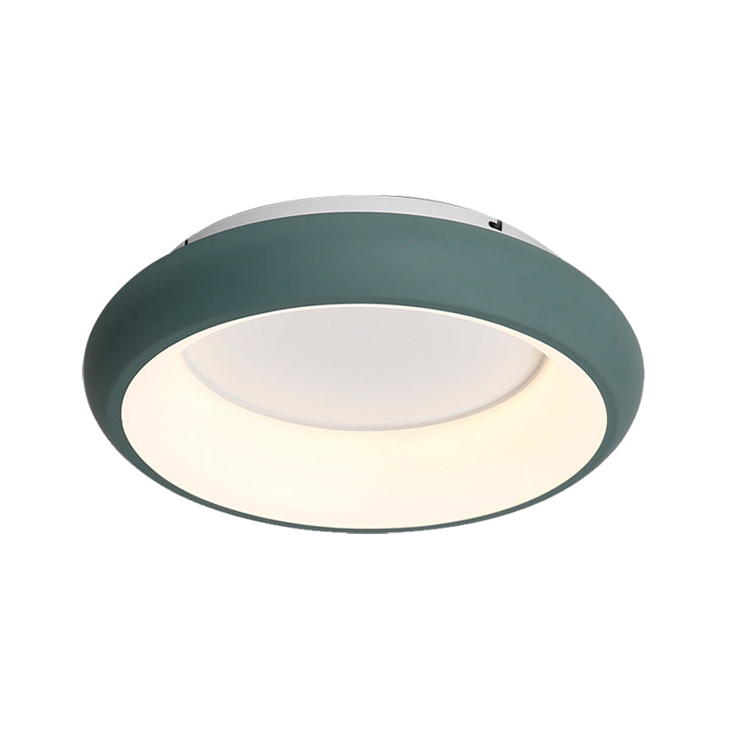19.5"/25.5" W Donut Flush Mount Lighting Macaron Metal and Acrylic Integrated Led Flush Lamp in Black/Green/Gold/White
