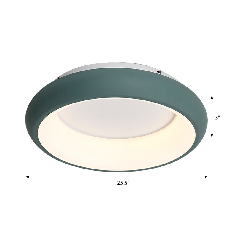 19.5"/25.5" W Donut Flush Mount Lighting Macaron Metal and Acrylic Integrated Led Flush Lamp in Black/Green/Gold/White