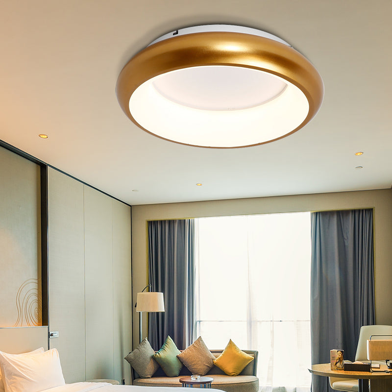 19.5"/25.5" W Donut Flush Mount Lighting Macaron Metal and Acrylic Integrated Led Flush Lamp in Black/Green/Gold/White