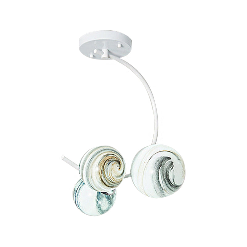 Lámpara de lámparas de lámparas de 3/5 luces de estilo moderno con sombra de vidrio tirada a mano en blanco/blanco acabado global iluminación colgante global