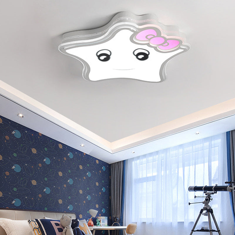 Metalen strikster plafondlamp met mooie gezichtsuitdrukking gang cartoon inbouwlamp in wit