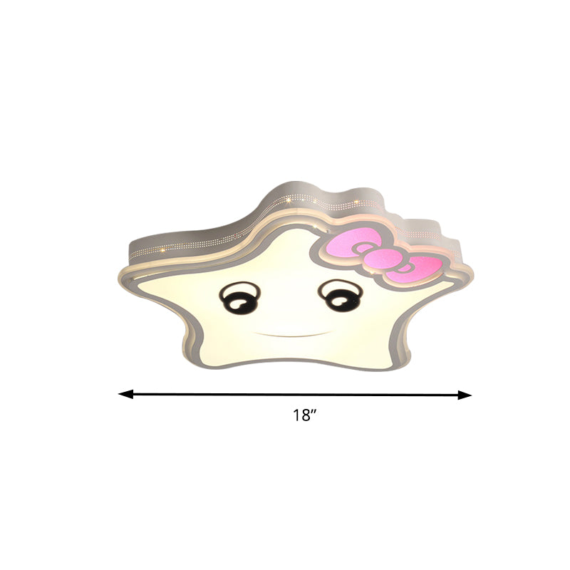 Metalen strikster plafondlamp met mooie gezichtsuitdrukking gang cartoon inbouwlamp in wit