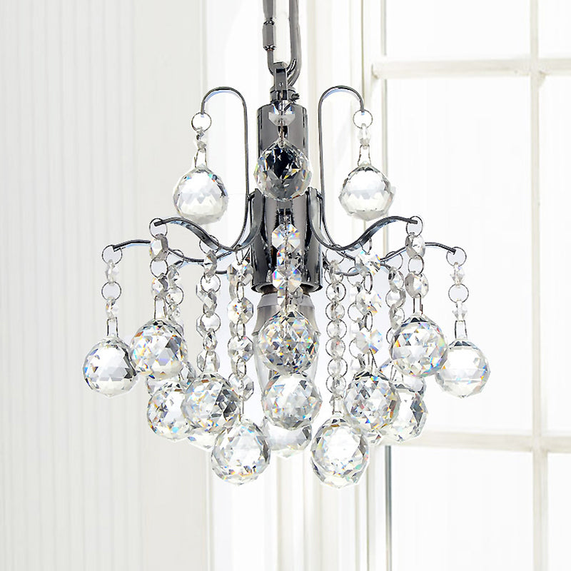 Kristallen bol gebogen arm kroonluchter chroom afwerking kale lamp kroonluchter