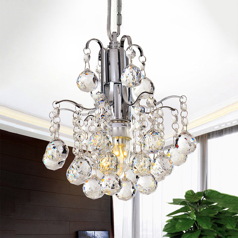 Kristallen bol gebogen arm kroonluchter chroom afwerking kale lamp kroonluchter