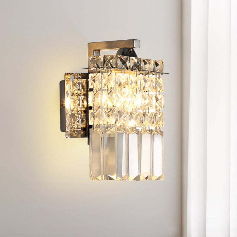 Rectangle Wall Light Crystal Block Wall Sconce in Chrome with Crystal Rods Draping