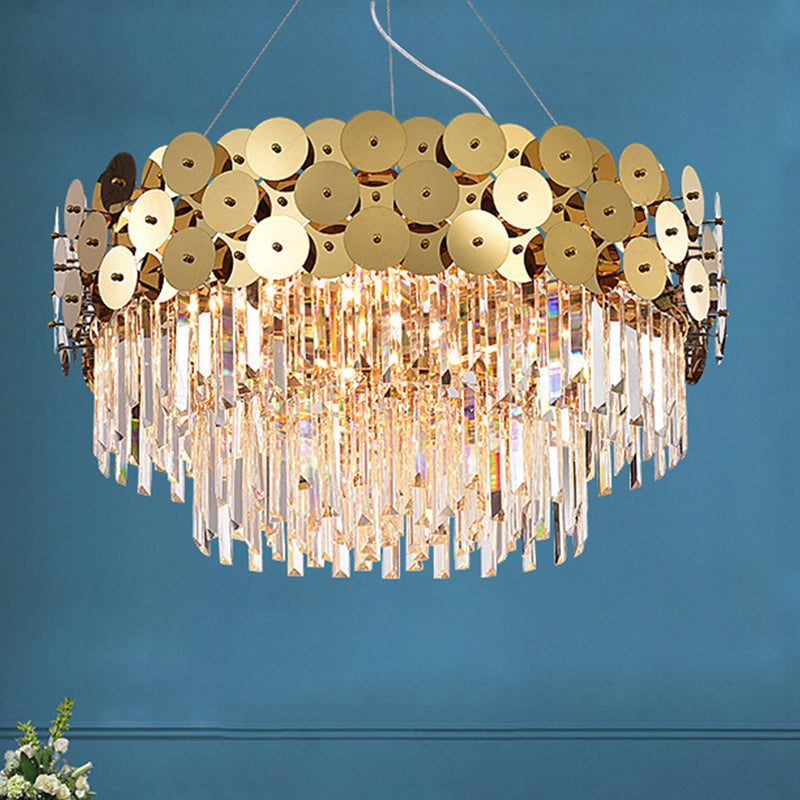 Aste di cristallo a livello lampadario glam glam oro tamburo soffitto soffitto