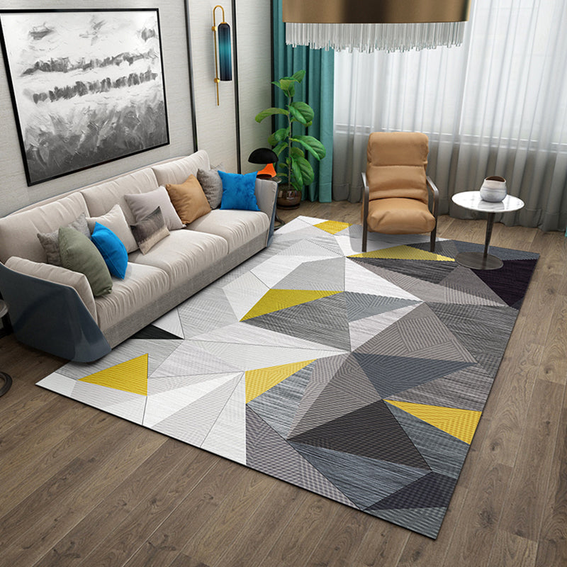 Soft Color House Interior Rug Modern Pencil Sketch Geometric Print Carpet Polyester Stain-Proof Anti-Slip Rug