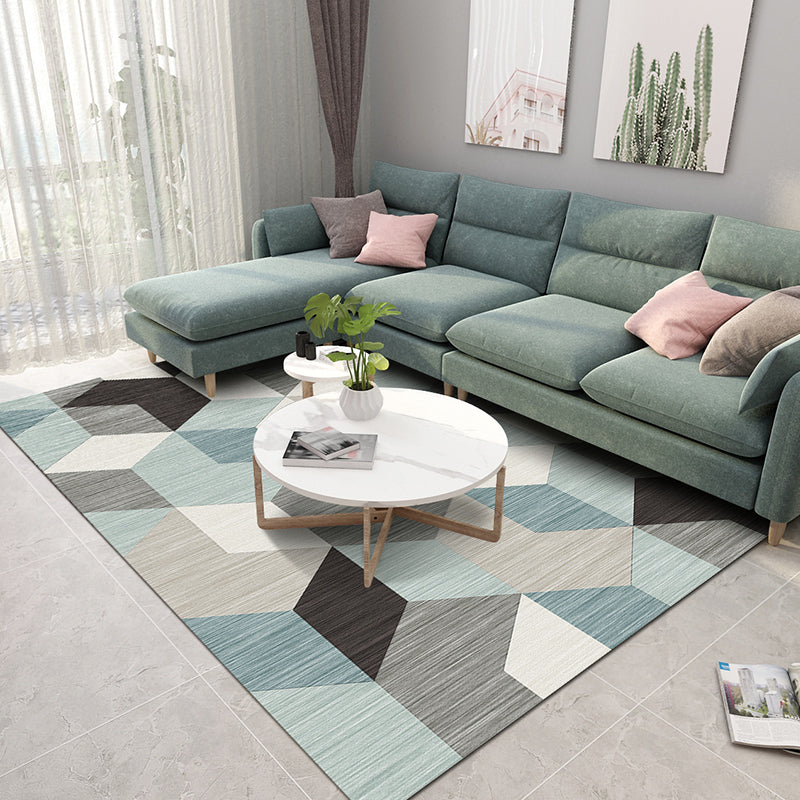 Multicolor 3D Effect Geometric Rug Synthetics Contemporary Carpet Washable Pet Friendly Rug for Home
