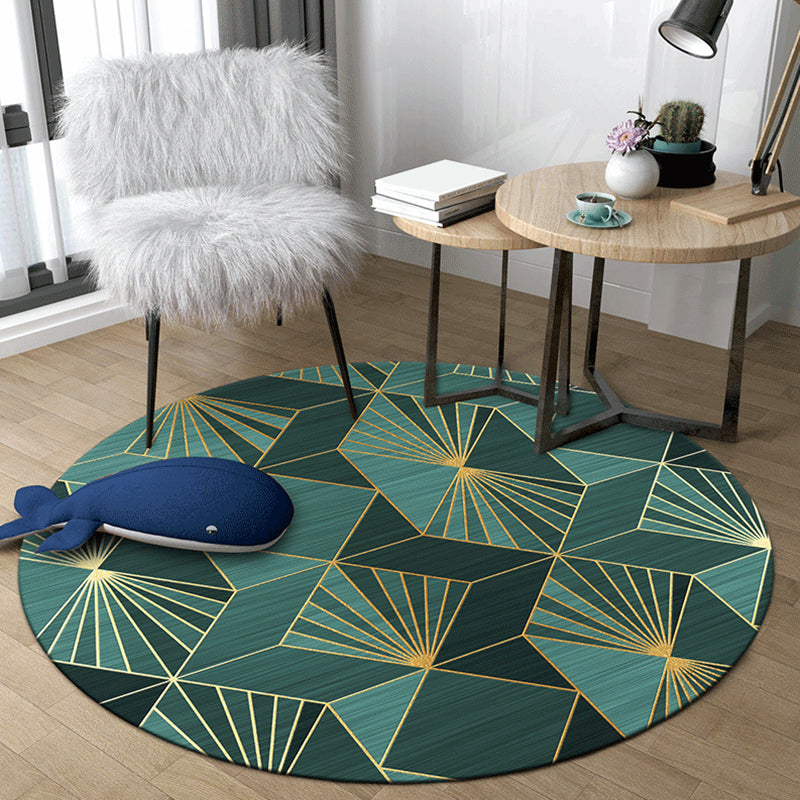 Modern Abstract Geometry Rug Multi Color Polyester Area Rug Easy Care Anti-Slip Carpet for Sitting Room