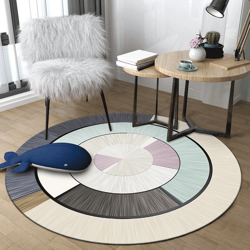 Pastel Dorm Room Rug Nordic Geometric Shapes Area Carpet Polypropylene Non-Slip Backing Indoor Rug