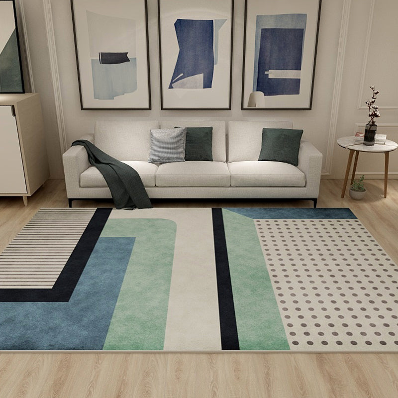 Pastel Living Room Area Rug Modern Geometric Carpet Synthetics Easy Care Anti-Slip Backing Rug
