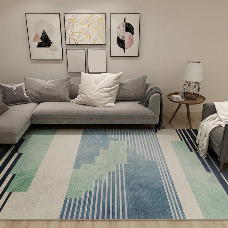 Pastel Living Room Area Rug Modern Geometric Carpet Synthetics Easy Care Anti-Slip Backing Rug