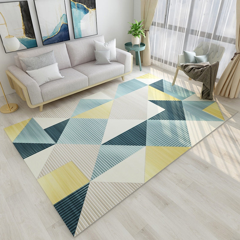 Unusual Seamless Geometric Shapes Rug Multicolor Contemporary Rug Polyester Non-Slip Backing Carpet for Home Decor