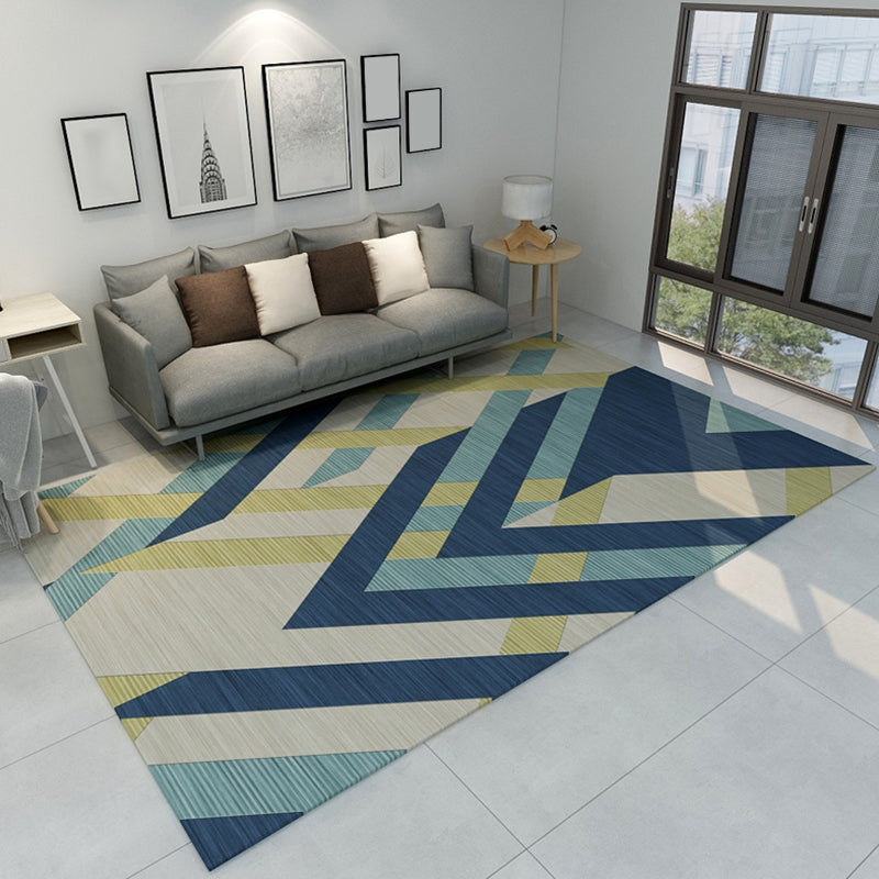 Unusual Seamless Geometric Shapes Rug Multicolor Contemporary Rug Polyester Non-Slip Backing Carpet for Home Decor