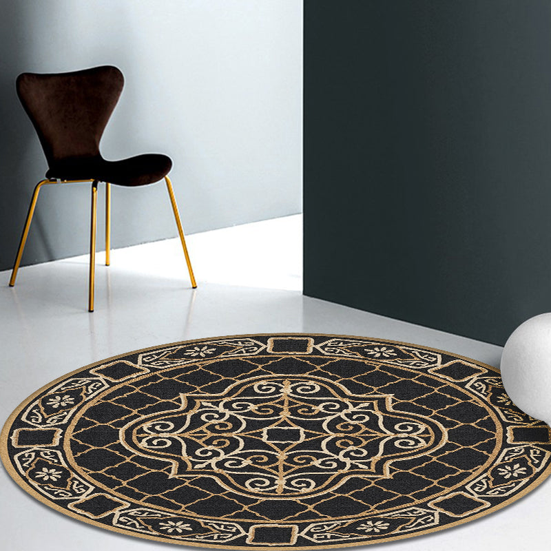 Moroccan Medallion Pattern Rug Multi Color Polypropylene Rug Anti-Slip Backing Pet Friendly Washable Carpet for Bedroom
